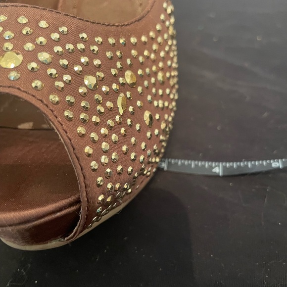 Brown Liliana Open Toe Spike Heels with Bling Sz 7.5 - Picture 7 of 12